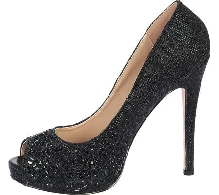 Lauren Lorraine Elissa Rhinestone Prom Peep Open Toe Formal Wedding Dress Pumps