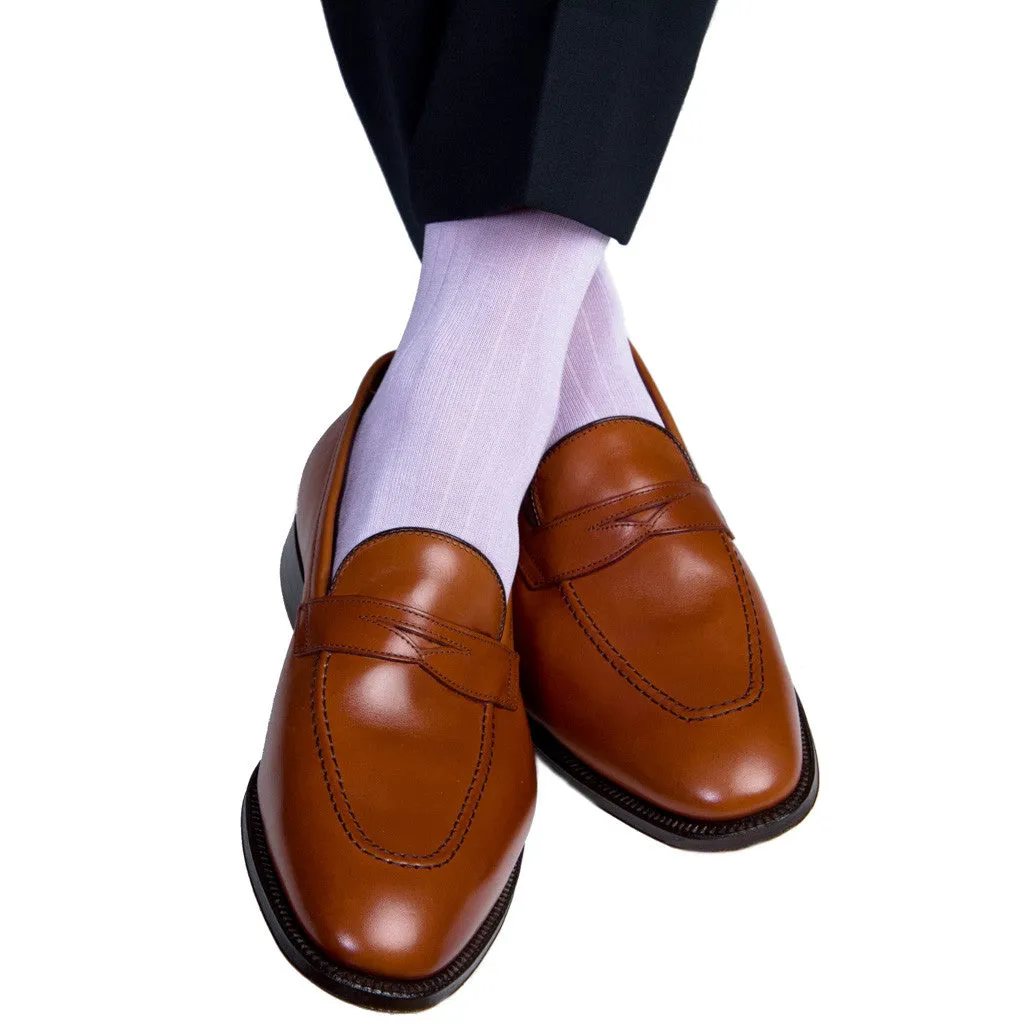Lavender Solid Ribbed Cotton Sock Linked Toe OTC