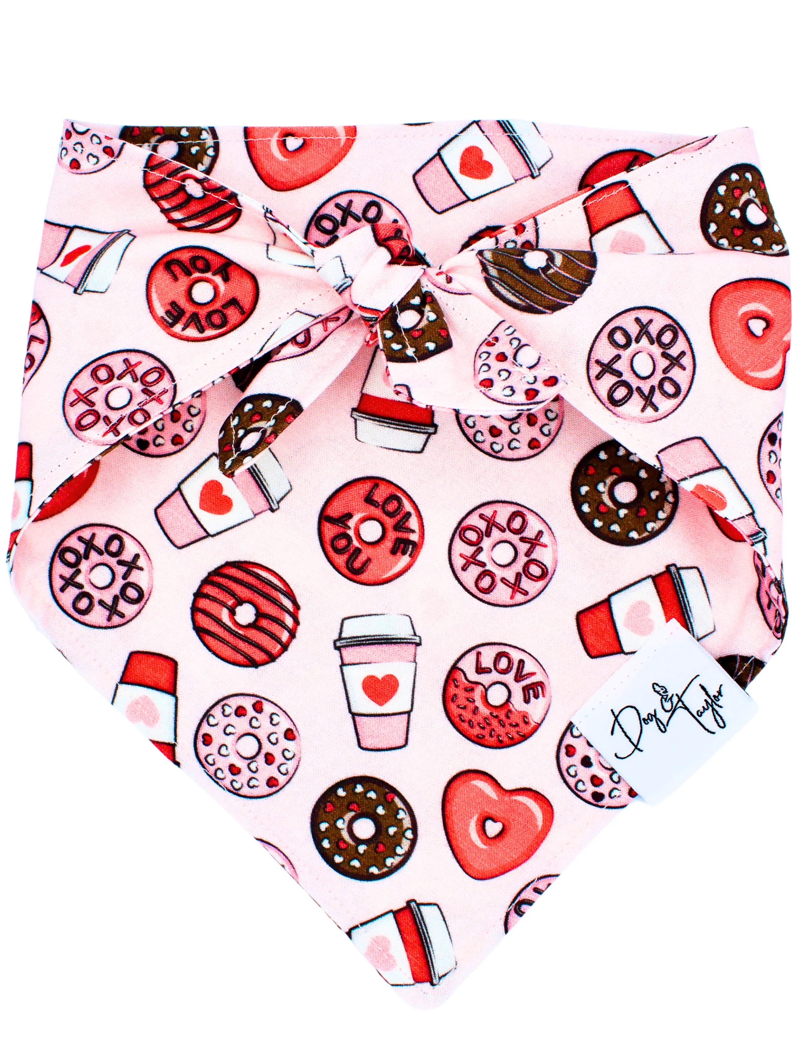 Love Donuts & Coffee Dog Bandana
