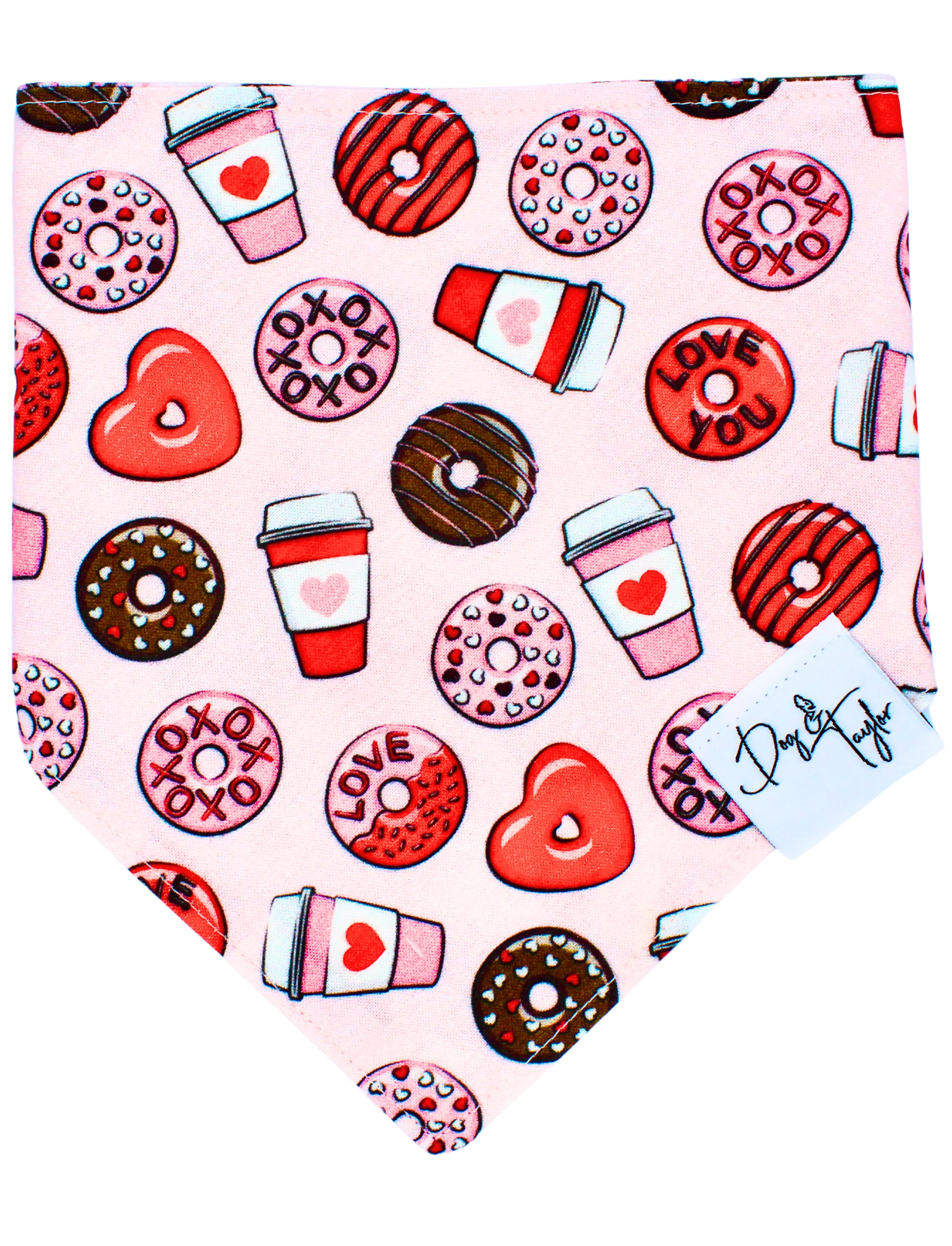 Love Donuts & Coffee Dog Bandana