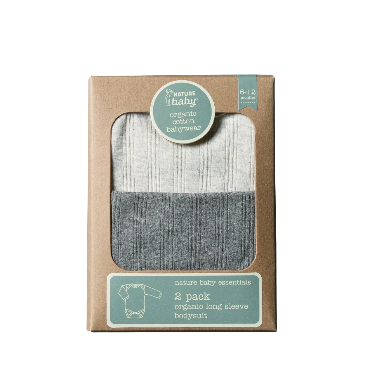 NATURE BABY 2 PACK DERBY BODYSUIT - GREY/CHARCOAL