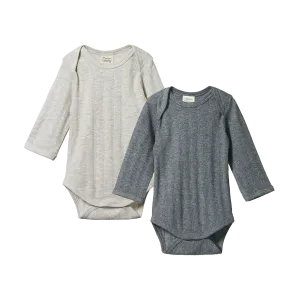 NATURE BABY 2 PACK DERBY BODYSUIT - GREY/CHARCOAL