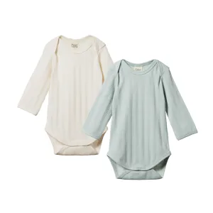 Nature Baby LS Bodysuit Derby 2PK - Natural/Sea
