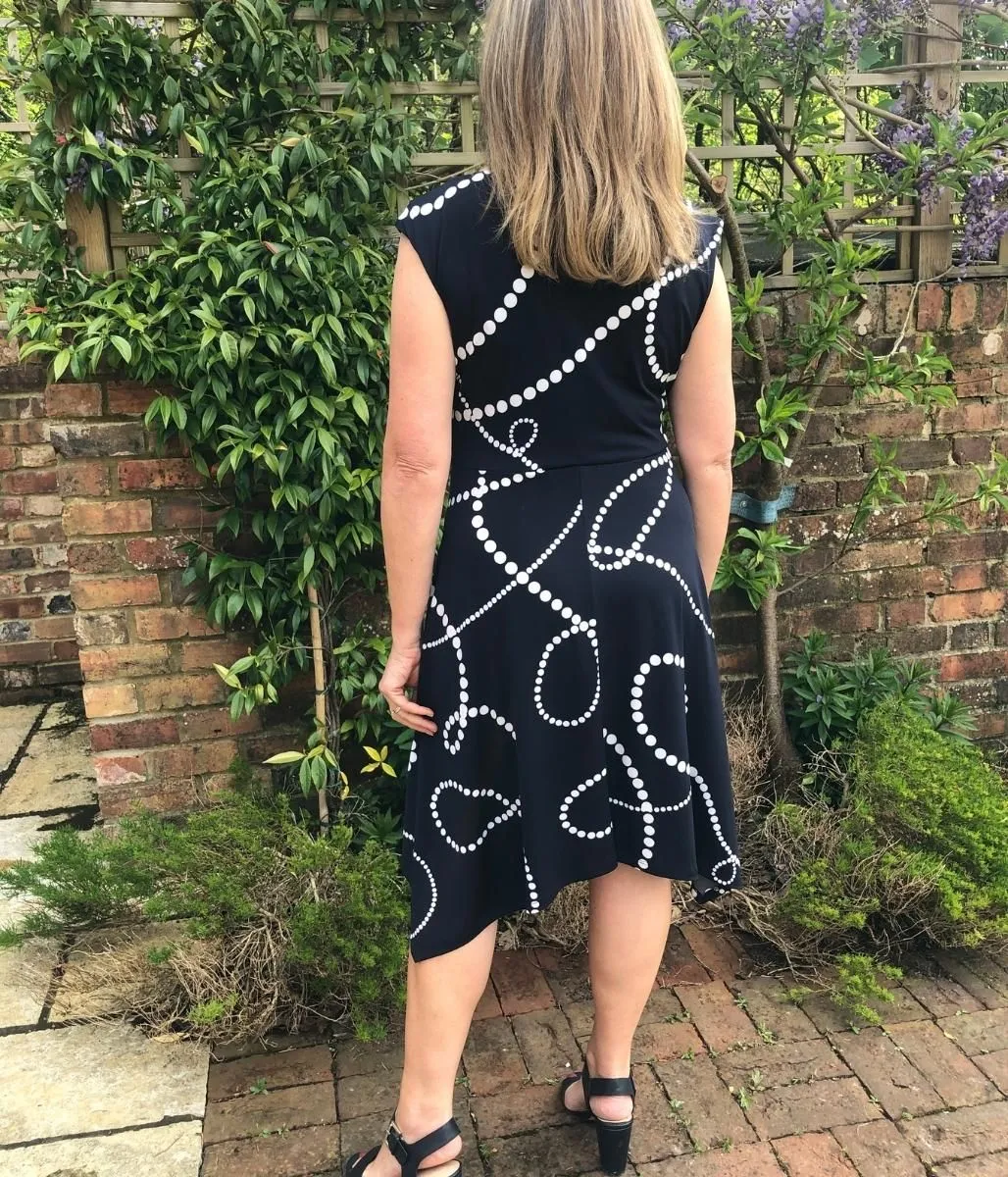Navy Beaded Print Dress