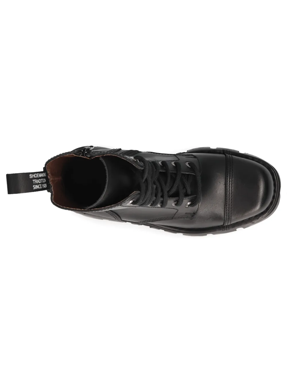 NEW ROCK Rugged Black Military Lace-Up Ankle Boots