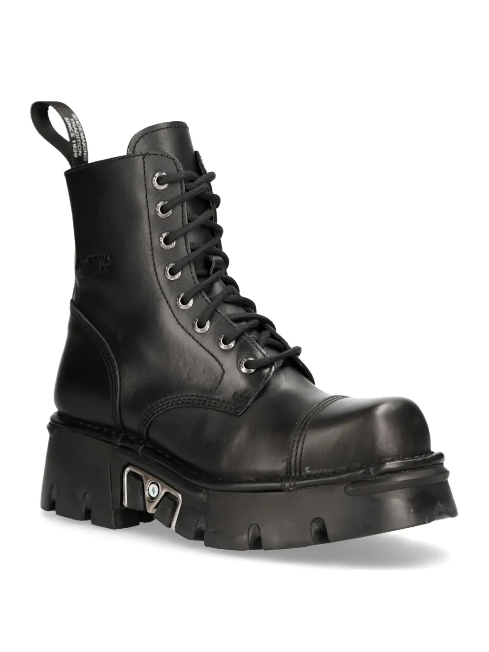 NEW ROCK Rugged Black Military Lace-Up Ankle Boots
