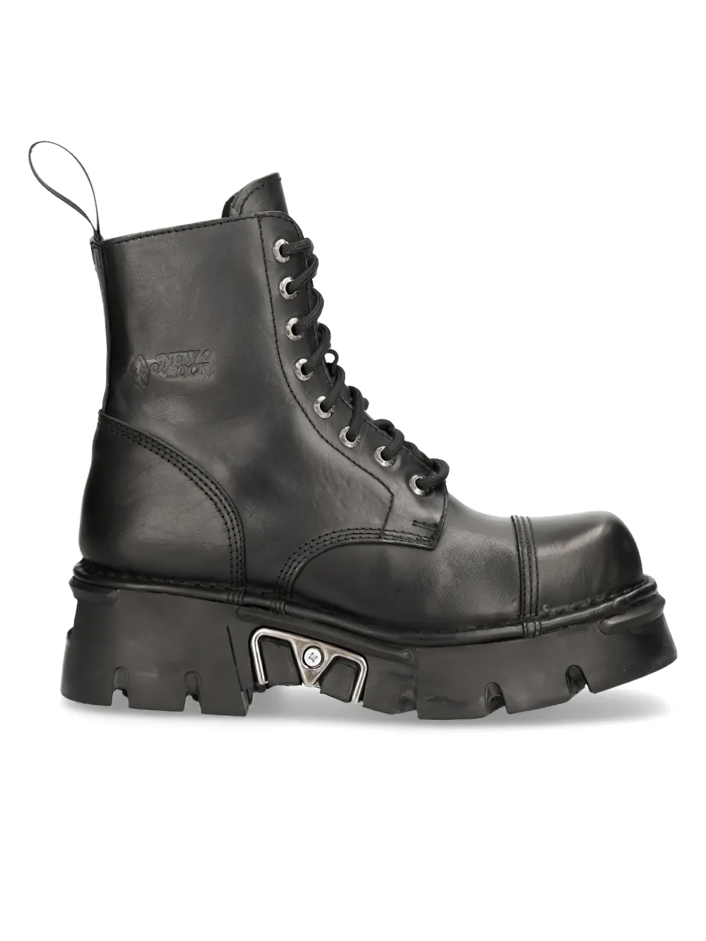 NEW ROCK Rugged Black Military Lace-Up Ankle Boots