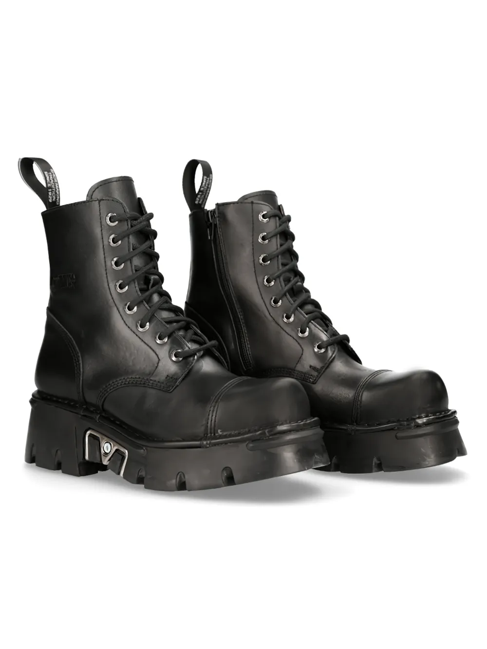 NEW ROCK Rugged Black Military Lace-Up Ankle Boots