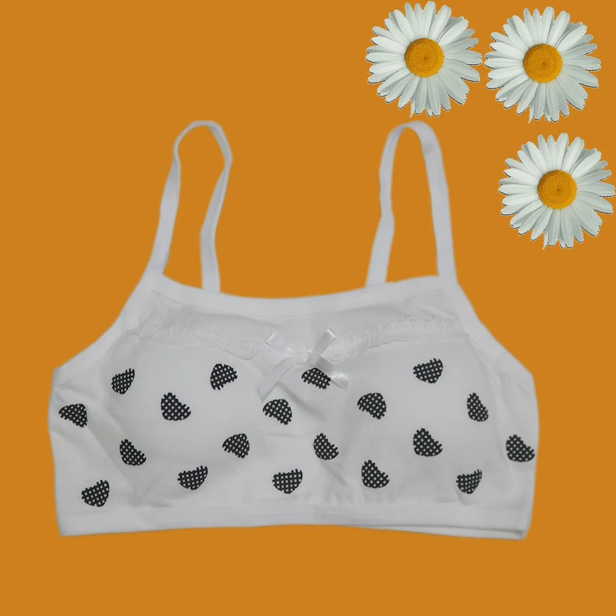 Pack Of 3  Cotton Soft Padded Teeange Bra Vest For Girls Steel-Free Bra-c-08