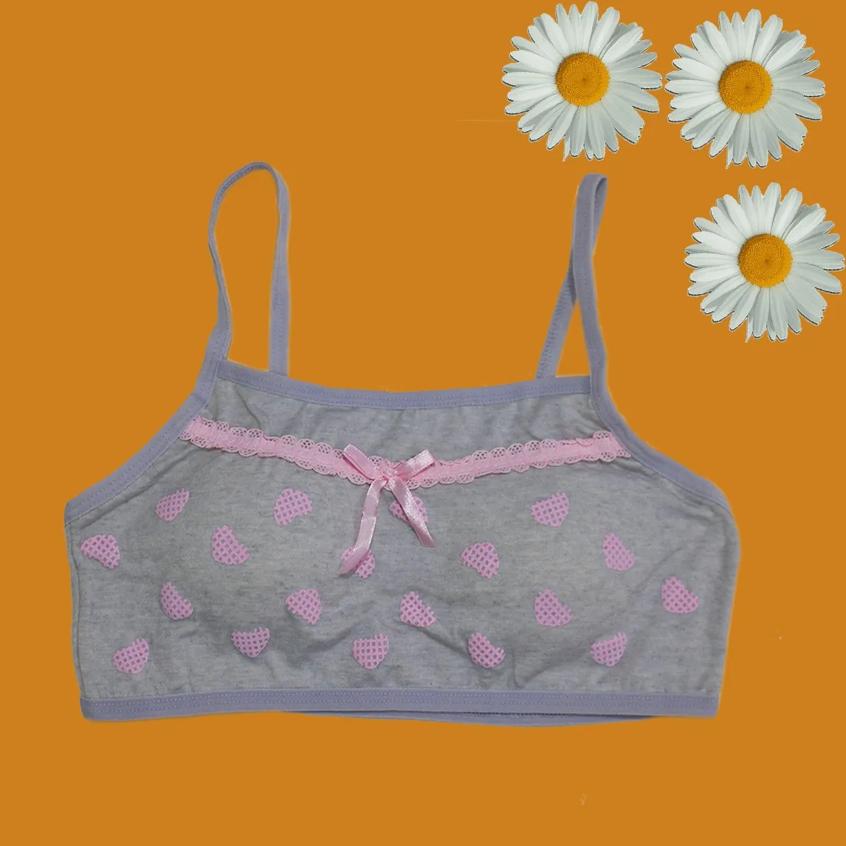 Pack Of 3  Cotton Soft Padded Teeange Bra Vest For Girls Steel-Free Bra-c-08