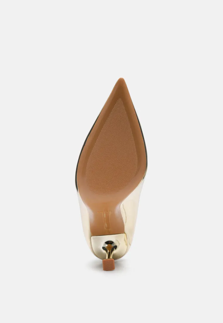 Poudre metallic patent faux leather pumps