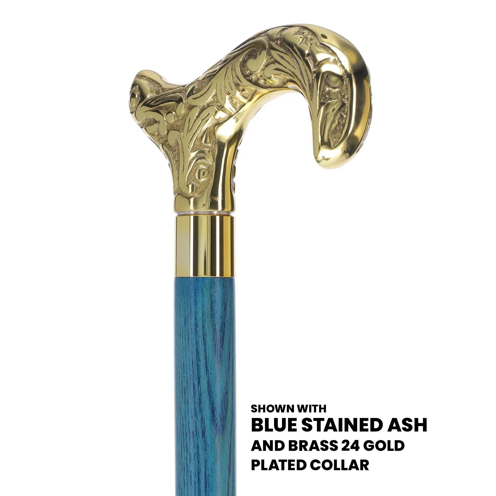 Premium Brass Derby Handle Cane: Stained Custom Color Shaft