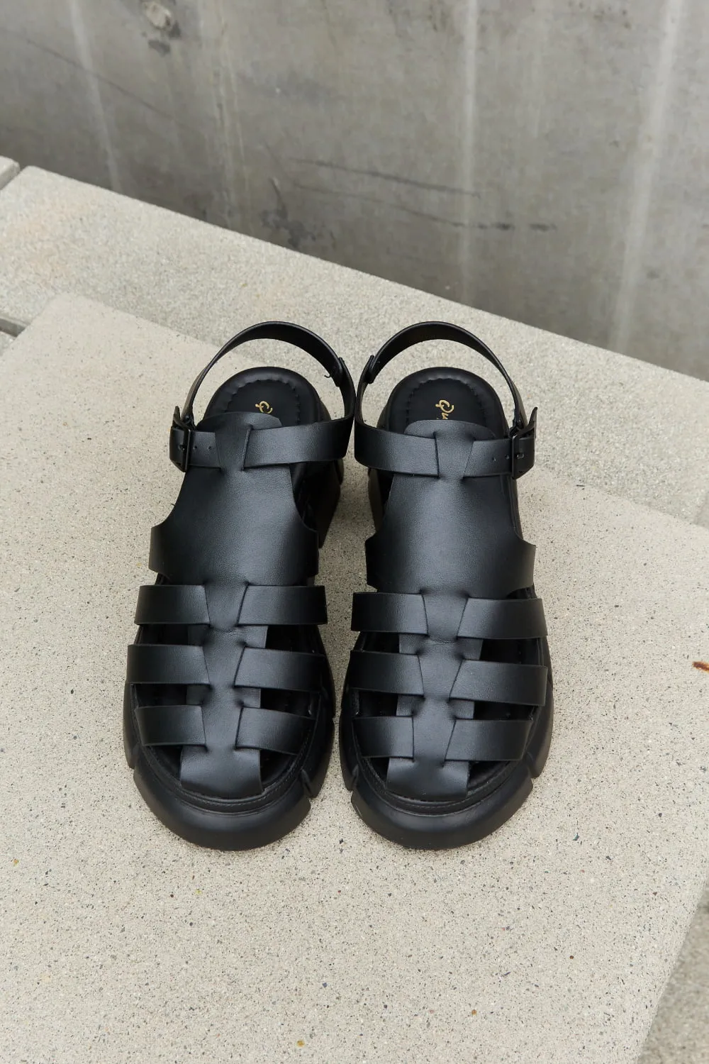 Qupid 90’s Platform Cage Strap Sandal in Black