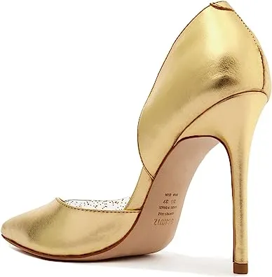 Schutz Cheslie Gold Metallic Slip On Pointed Toe Stiletto High Heel Pumps