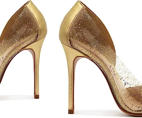 Schutz Cheslie Gold Metallic Slip On Pointed Toe Stiletto High Heel Pumps