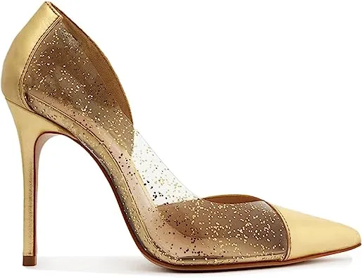 Schutz Cheslie Gold Metallic Slip On Pointed Toe Stiletto High Heel Pumps