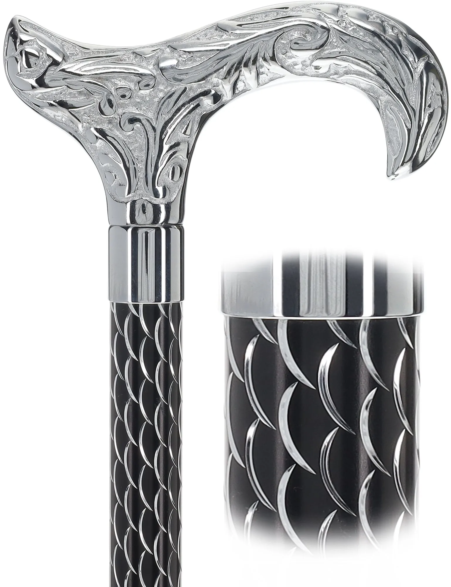 Scratch and Dent Derby Premium Chrome Brass Cane: Laser-Etched Custom Shaft V2347