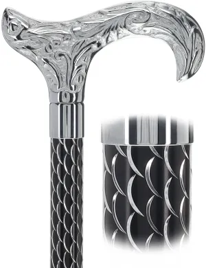 Scratch and Dent Derby Premium Chrome Brass Cane: Laser-Etched Custom Shaft V2347