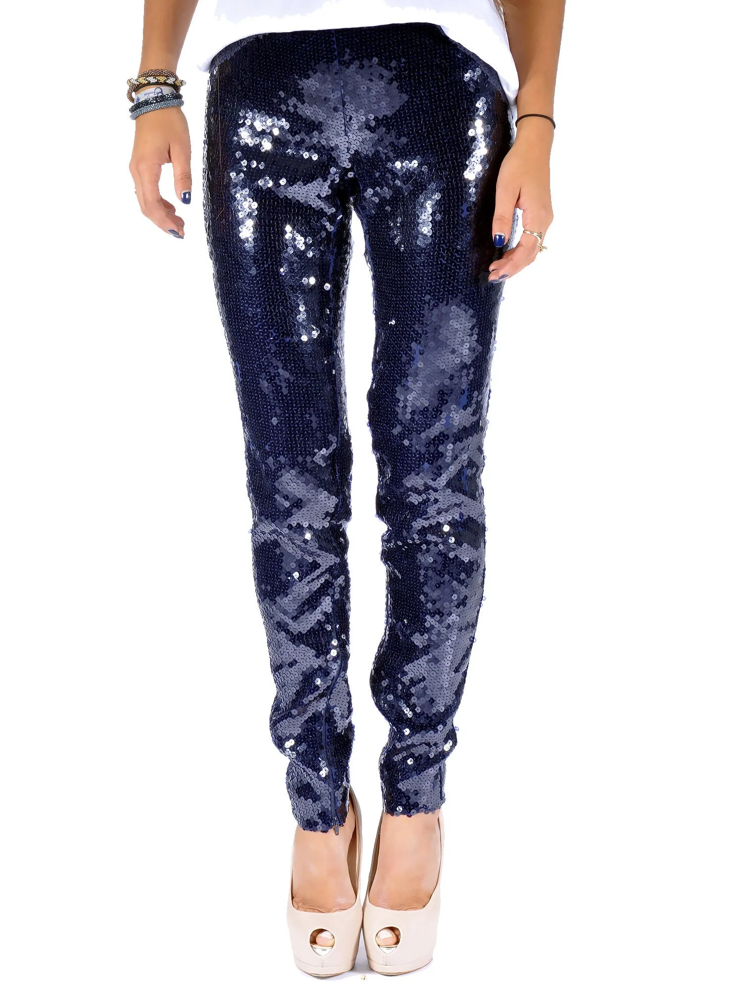 Sequin Silk-Blend Georgette Leggings