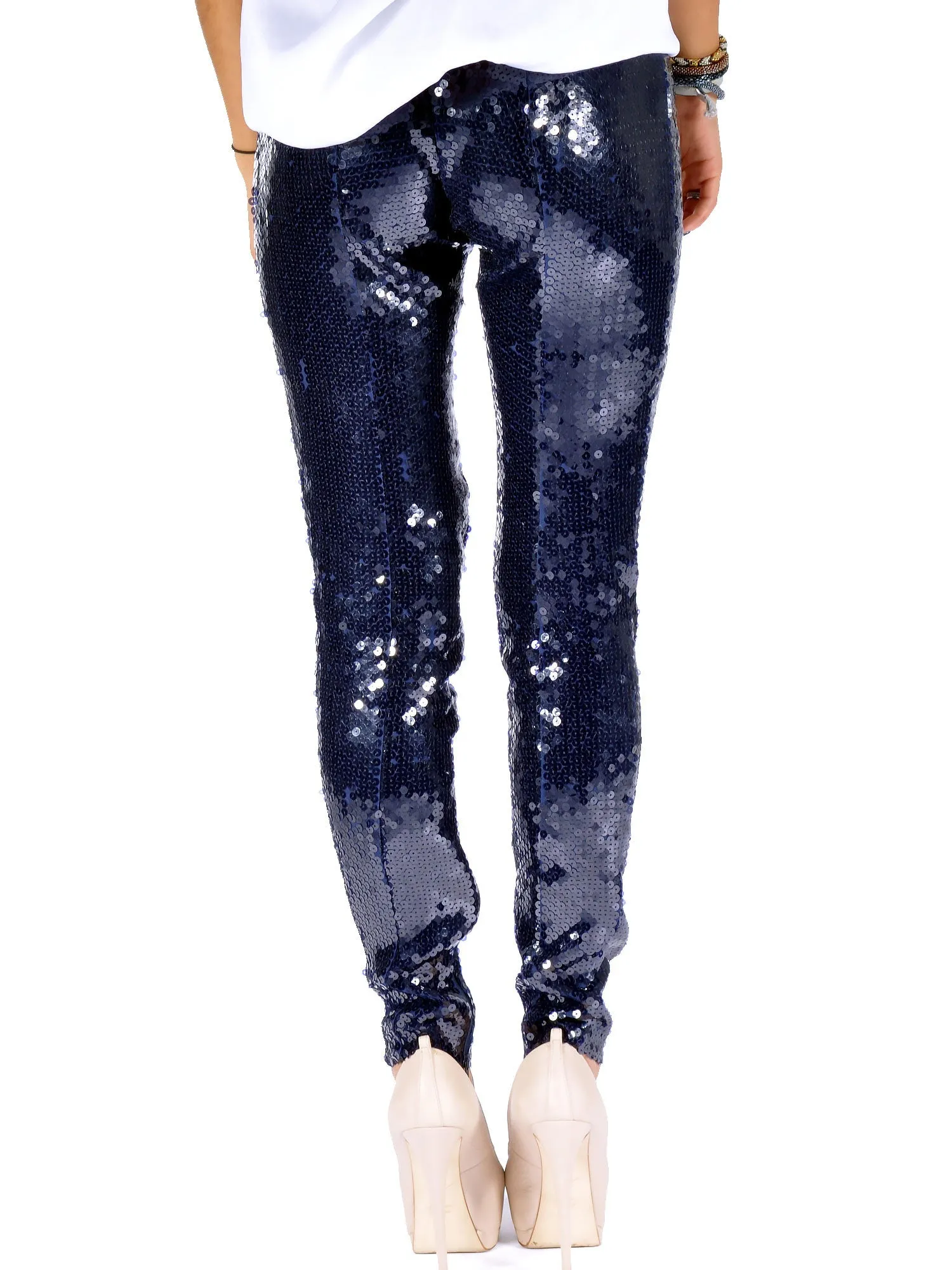 Sequin Silk-Blend Georgette Leggings