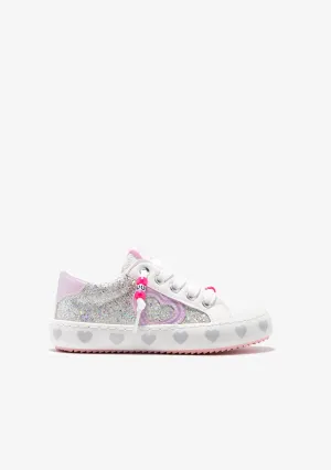 Silver Glitter Hearts Stars Sneakers