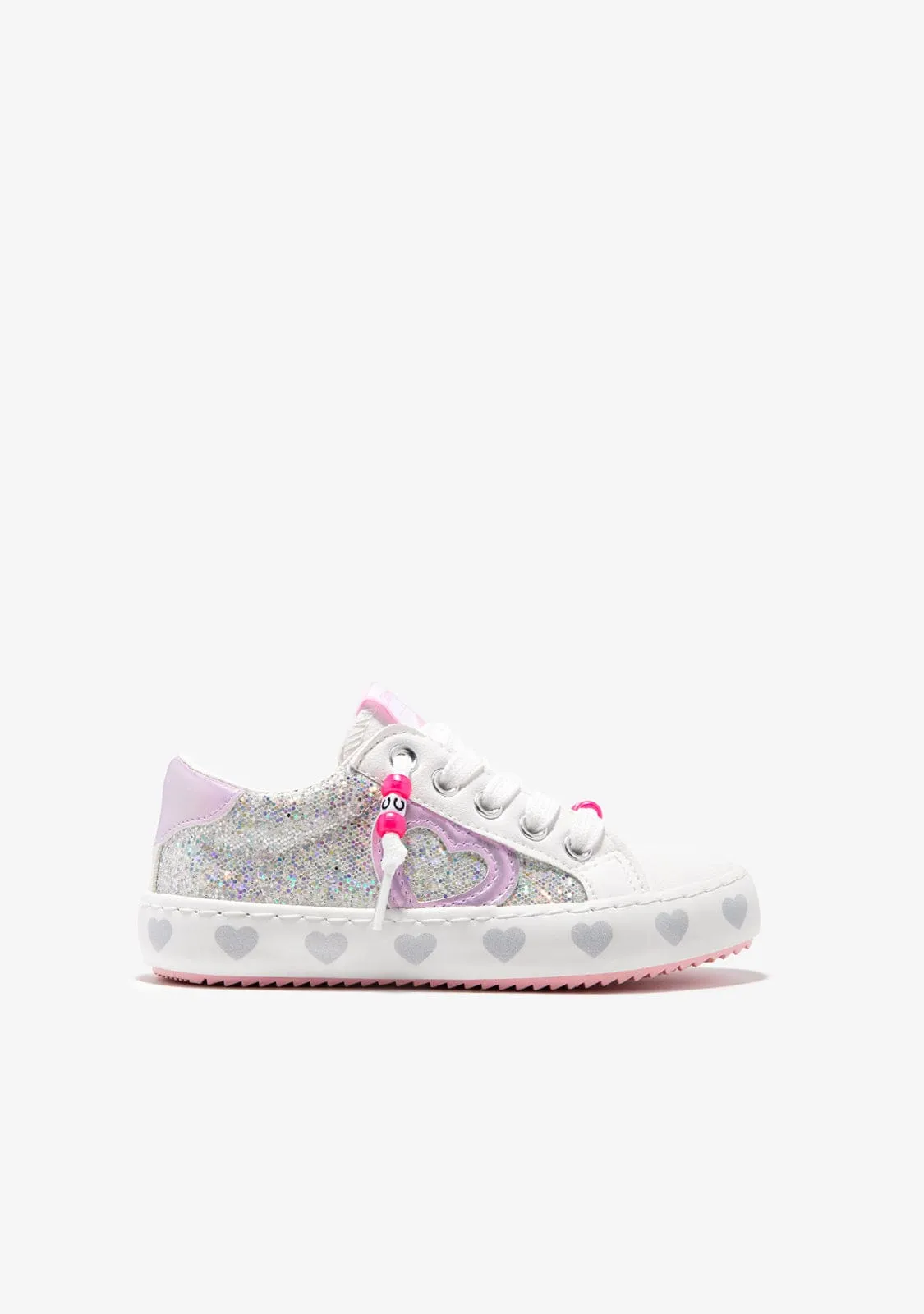 Silver Glitter Hearts Stars Sneakers