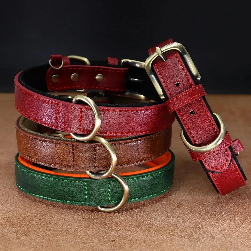 Soft Padded PU Leather Dog Collar
