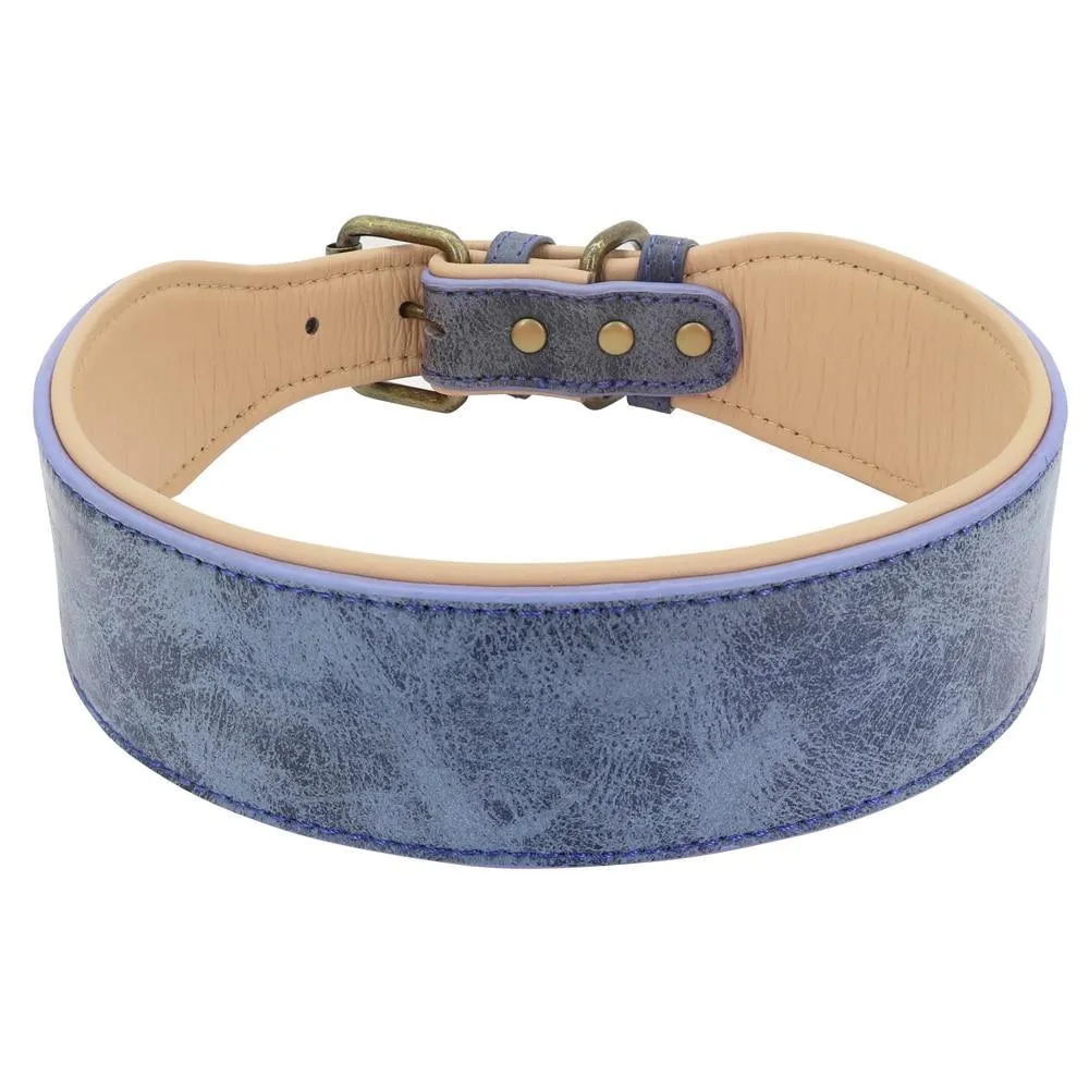 Soft Padded Wide Leather Dog Collar