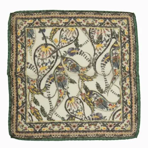 Spring Floral Fancy with Emerald Green, Yellow and Pink Pocket Square