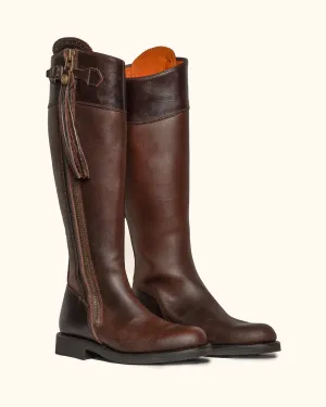 Tall Spanish Boots Flat Sole - Brown