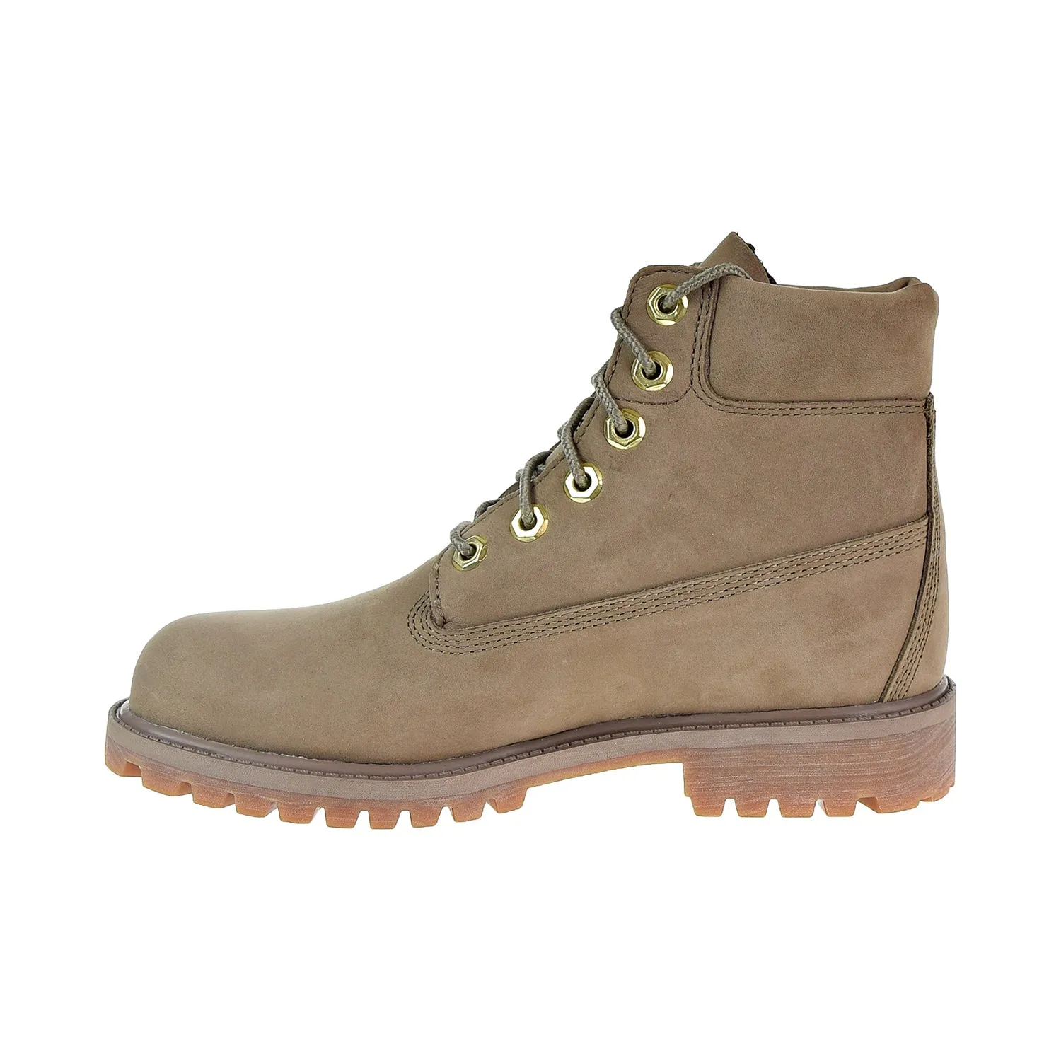 Timberland Premium 6 Inch Waterproof Boot Big kids' Shoes Dark Beige Nubuck