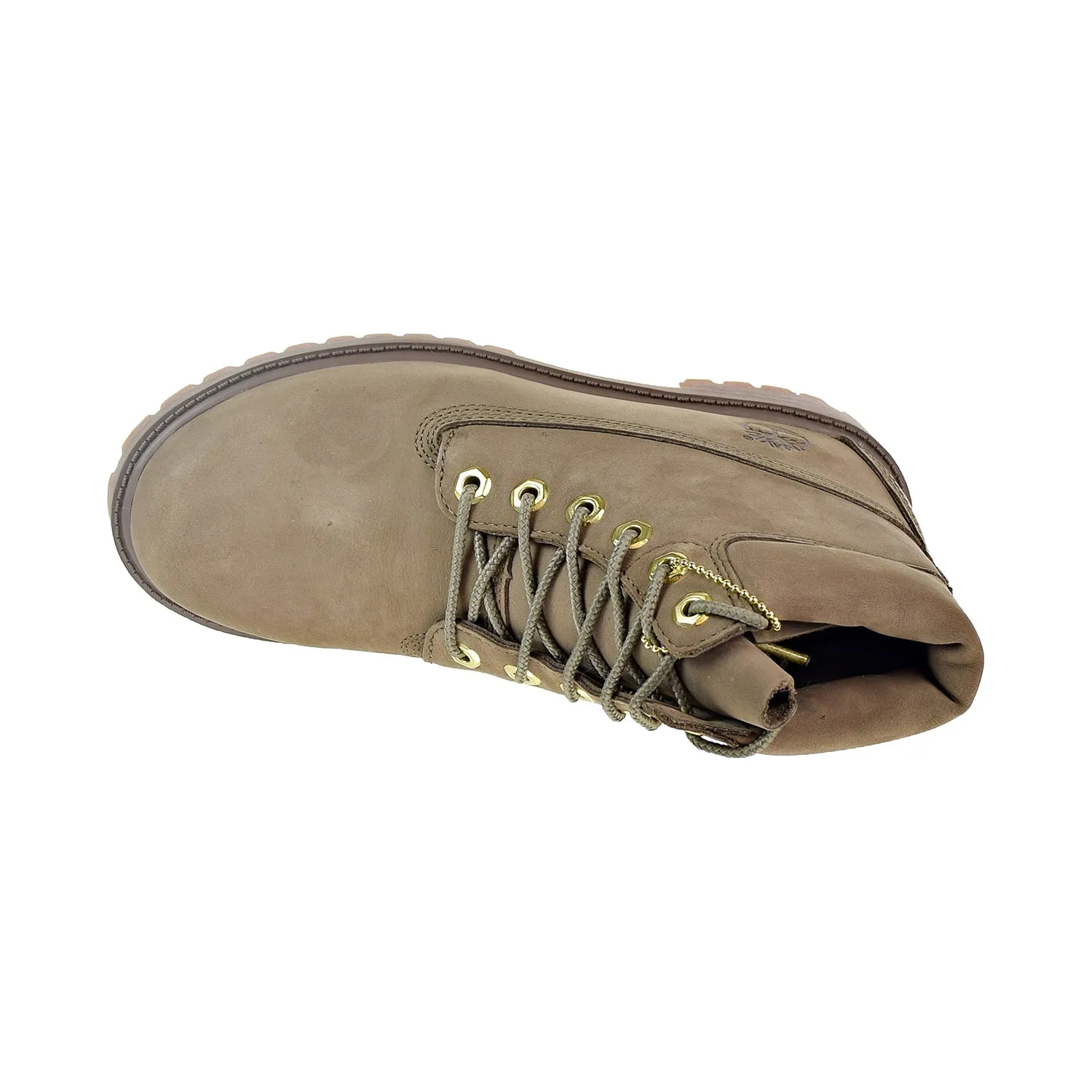 Timberland Premium 6 Inch Waterproof Boot Big kids' Shoes Dark Beige Nubuck
