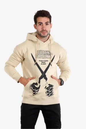 Trendy Printed Beige Hoodie