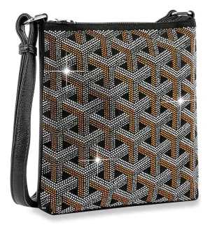 Trendy Rhinestone Patterned Crossbody Sling - Black